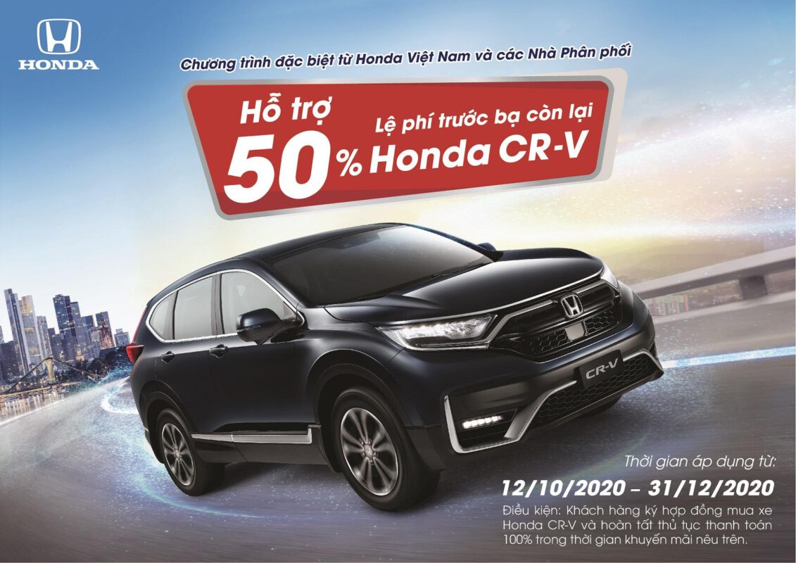 Honda CRV giảm Thuế Trước Bạ 100% từ nay đến cuối năm 2020