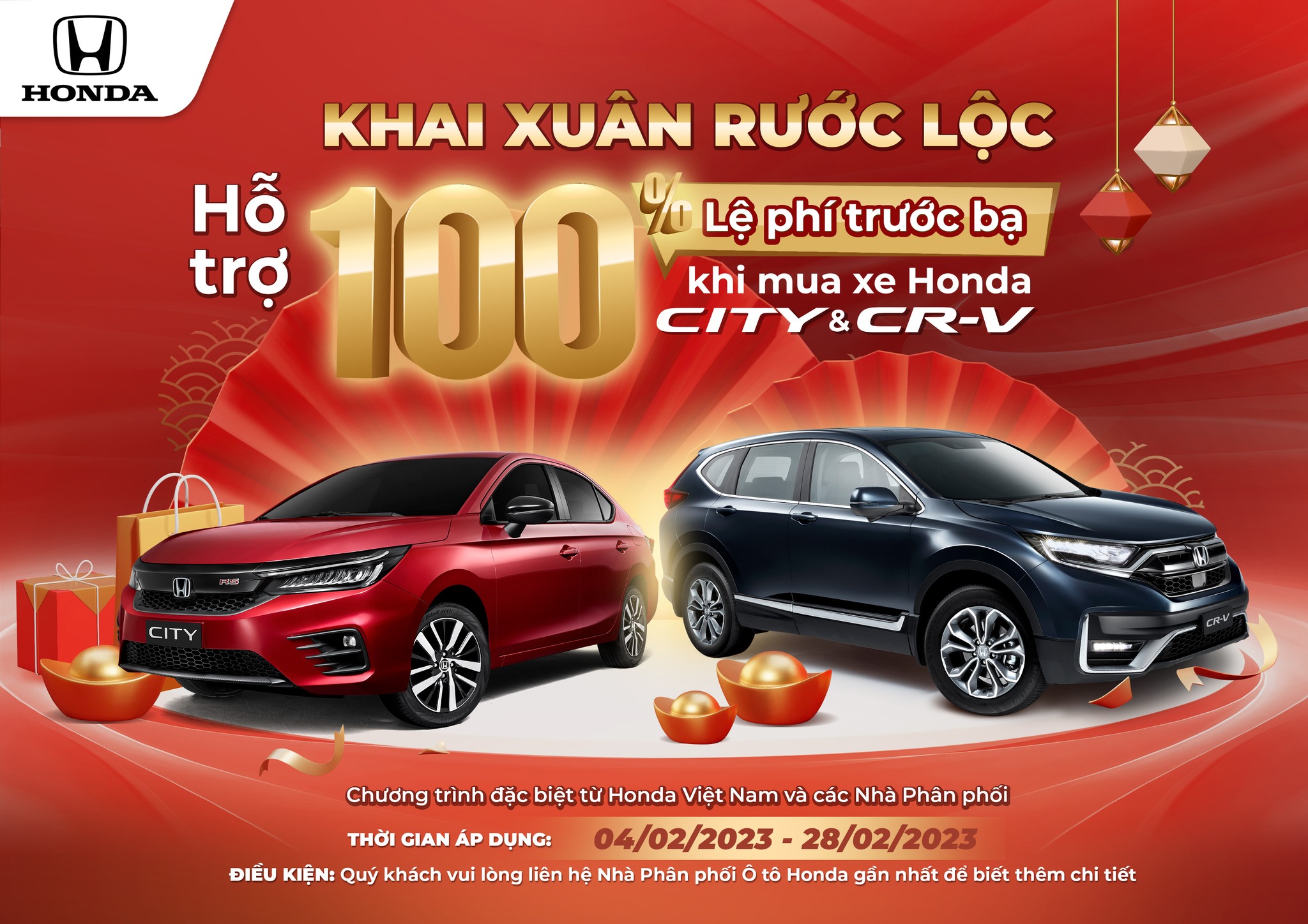 Khuyến Mại Honda An Khánh T2/2023 – “Khai xuân rước lộc” tặng 100% trước bạ cho Crv và City