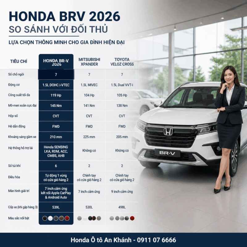 honda brv 2026 so sánh với đối thủ